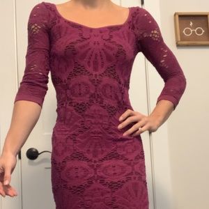 3/4 sleeve Free People bodycon dress